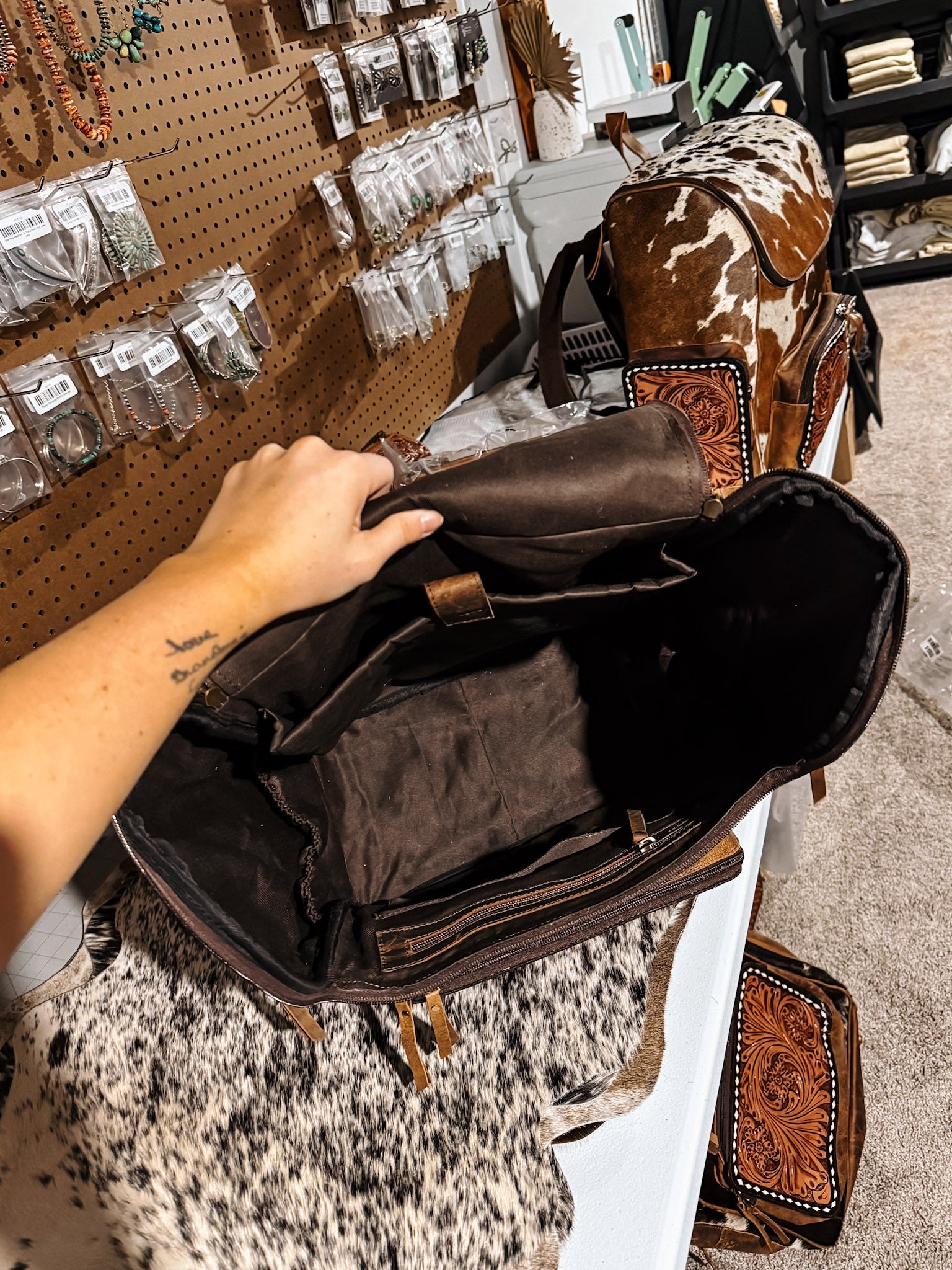 Evangeline Cowhide Backpack #10