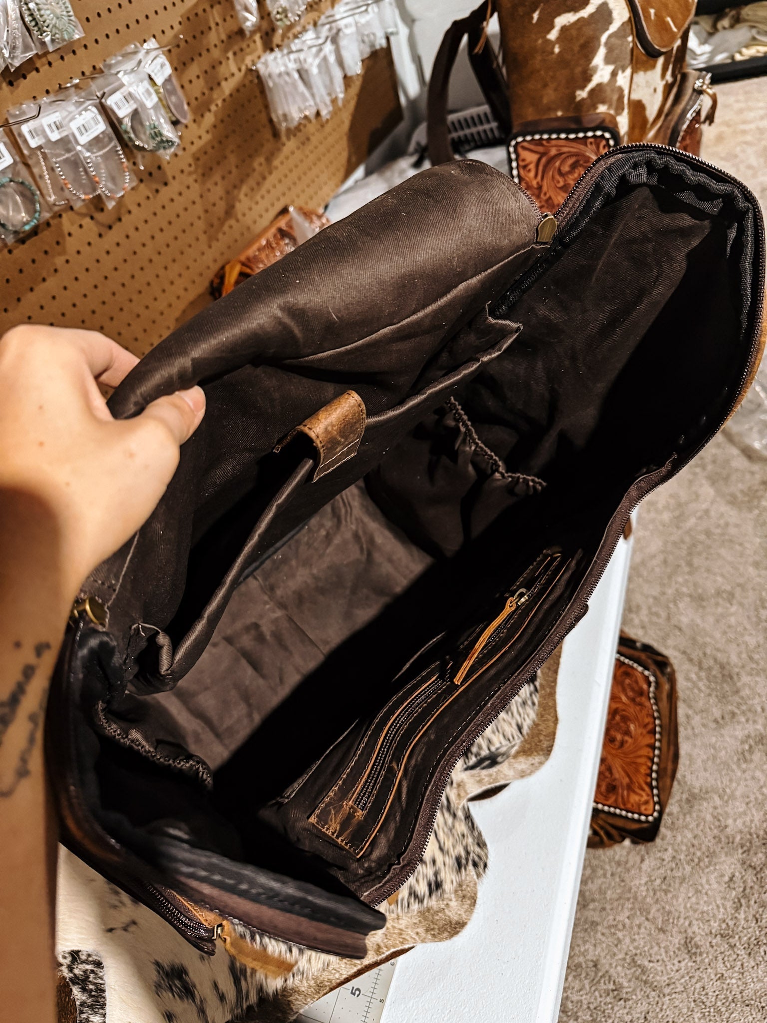Evangeline Cowhide Backpack #10
