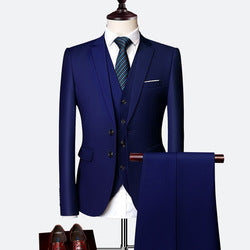 3 Piece Suit Solid Color Blaze Pants & Vest Men's