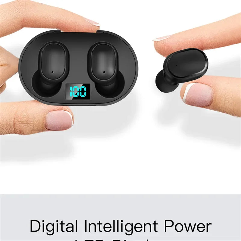 E6S TWS Wireless Bluetooth Earphones Digital Display Noise Cancelling Earbuds with Mic HiFi Stereo Sound Headset for Smartphones