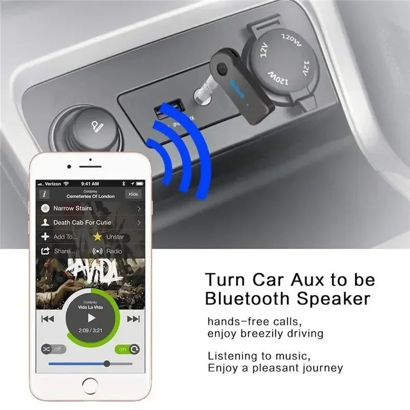 Wireless Bluetooth5.0 Car 3.5mm Socket Adapter,AUX Bluetooth 5.0 Receiver,Audio Converter Mobile Phone Hands-Free Stereo Adapter