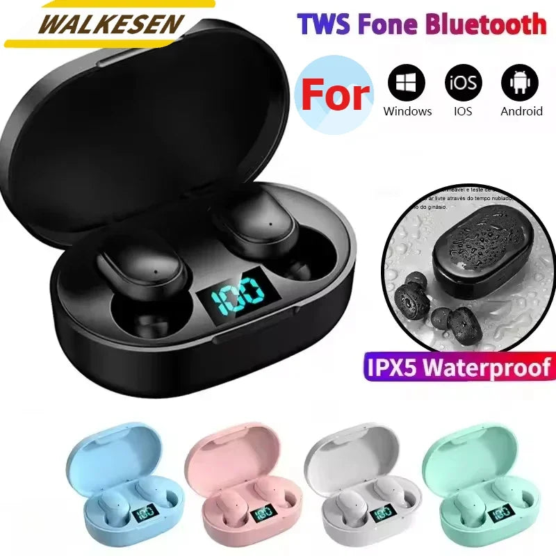 E6S TWS Wireless Bluetooth Earphones Digital Display Noise Cancelling Earbuds with Mic HiFi Stereo Sound Headset for Smartphones