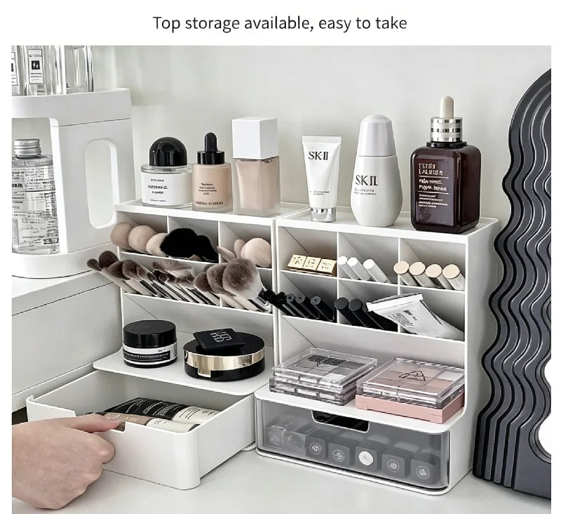 New Drawer Makeup Storage Box Dormitory Finishing Plastic Shelf Cosmetics Skin Care Dressing Table Desktop Makeup Storage Box