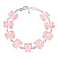 Sterling Silver High Polished Rose Gold Plated Girls Holding Hands Silhouette Figure Bracelet 8"