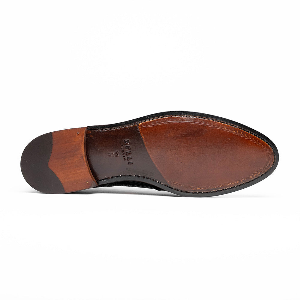 14-202-BLK ROSSI Teju Lizard Penny Loafer, Black